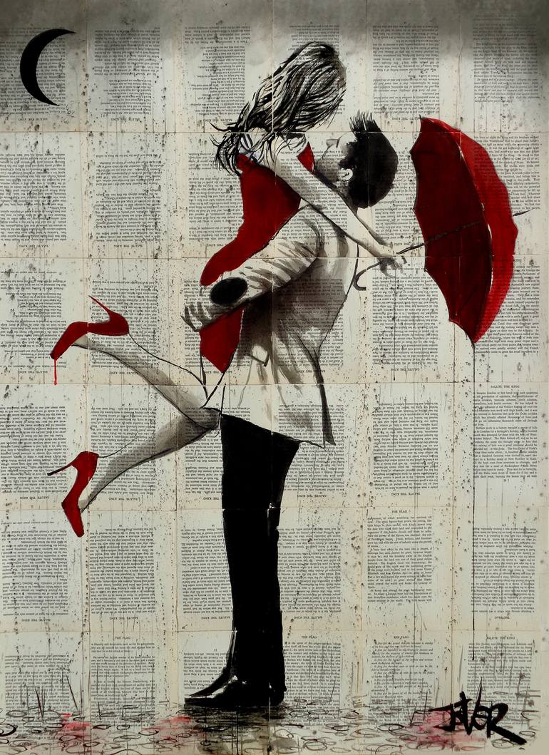 Original Figurative Love Drawing by LOUI JOVER