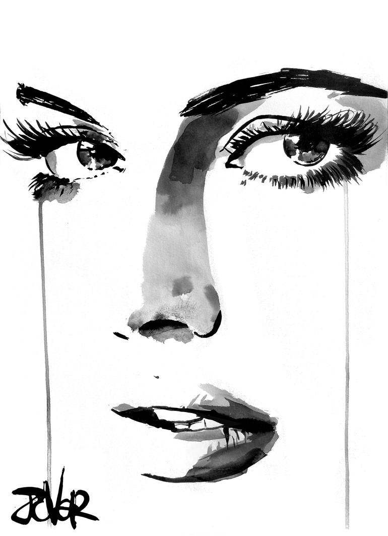 Original Expressionism Women Drawing by Loui Jover