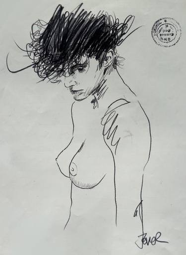Original Figurative Nude Drawings by LOUI JOVER