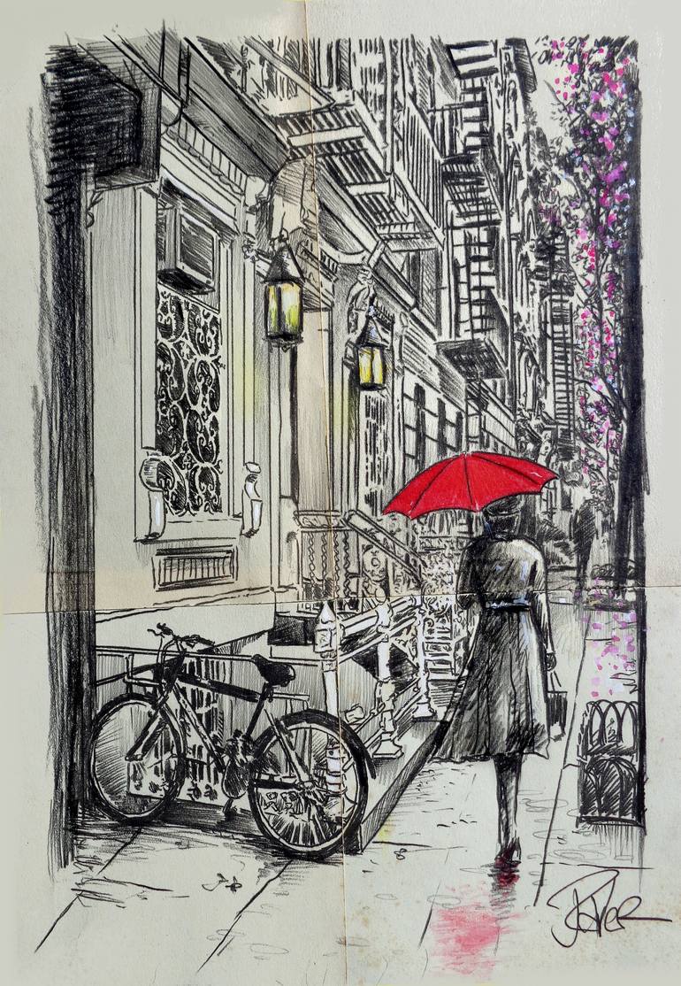 Original Figurative Travel Drawing by Loui Jover