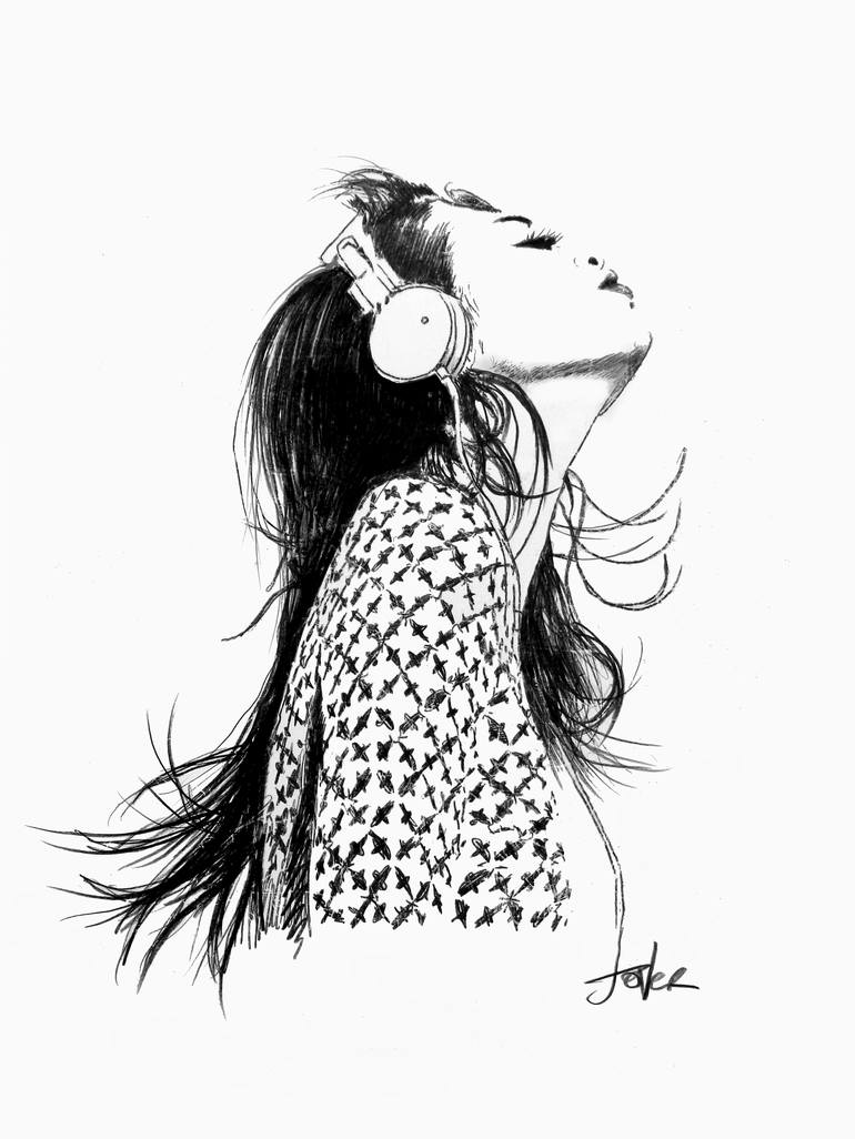 Original Women Drawing by LOUI JOVER