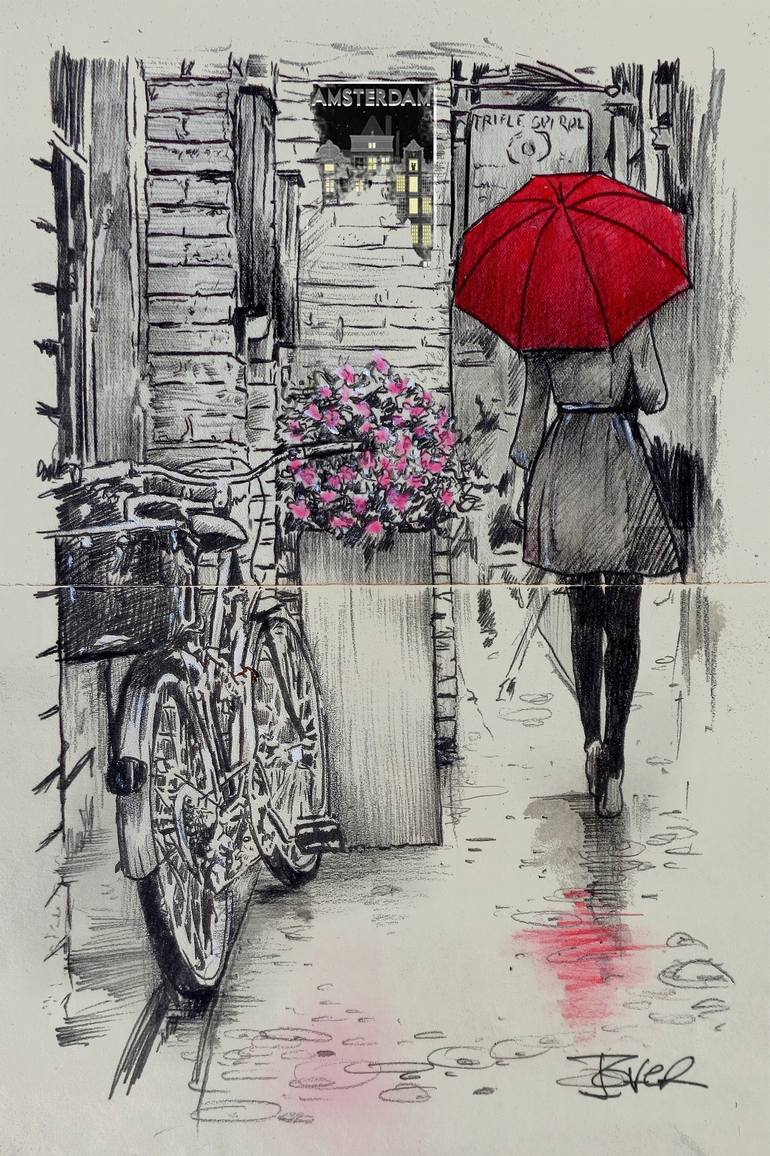 Original Figurative Cities Drawing by LOUI JOVER