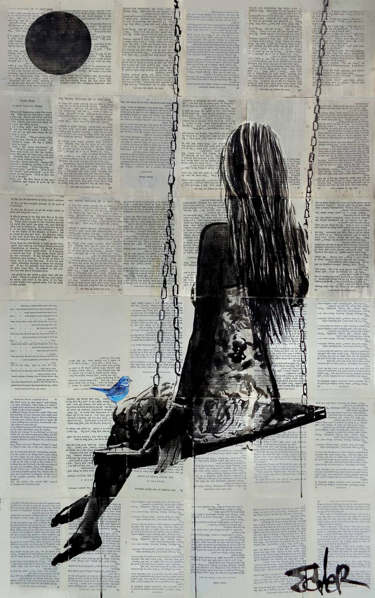 spring swing Drawing by LOUI JOVER | Saatchi Art