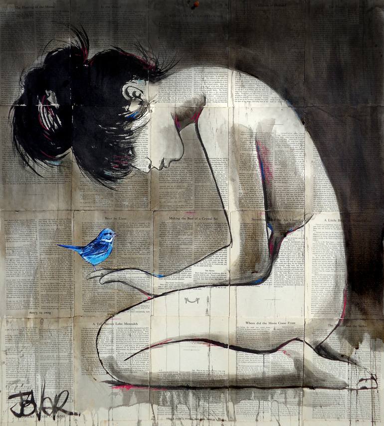 Original Figurative Nude Drawing by LOUI JOVER