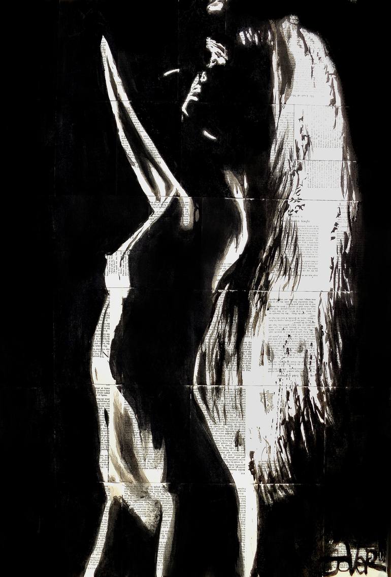 Original Figurative Nude Drawing by LOUI JOVER