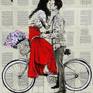 this work forms part of the ongoing bicycle series, created in indian ink and gouache on vintage book pages adhered together to create one sheet , ready for framing as desired, a very popular series of works featuring lone riders and or couples.

all artworks are sprayed with museum quality fixative and are sent with a COA Certificate of Authenticity and hand written thank you note.