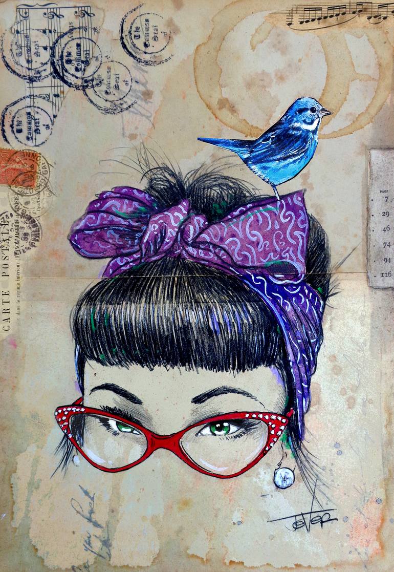 Original Figurative Women Drawing by Loui Jover