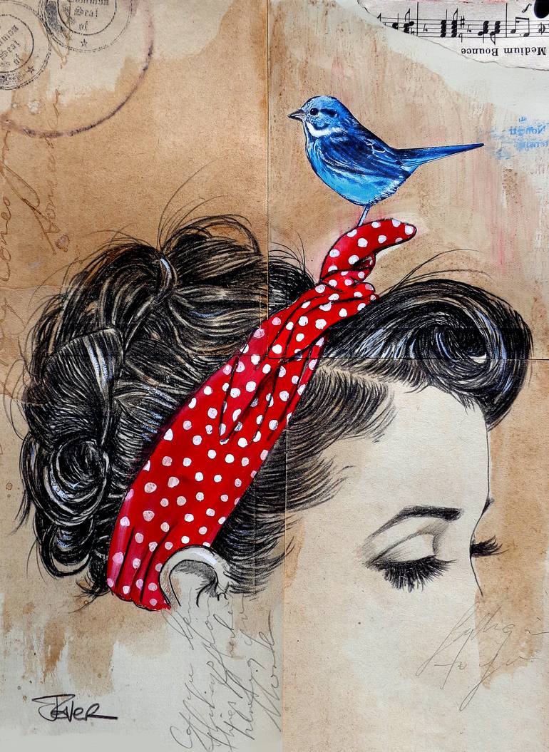 Original Figurative Women Drawing by Loui Jover