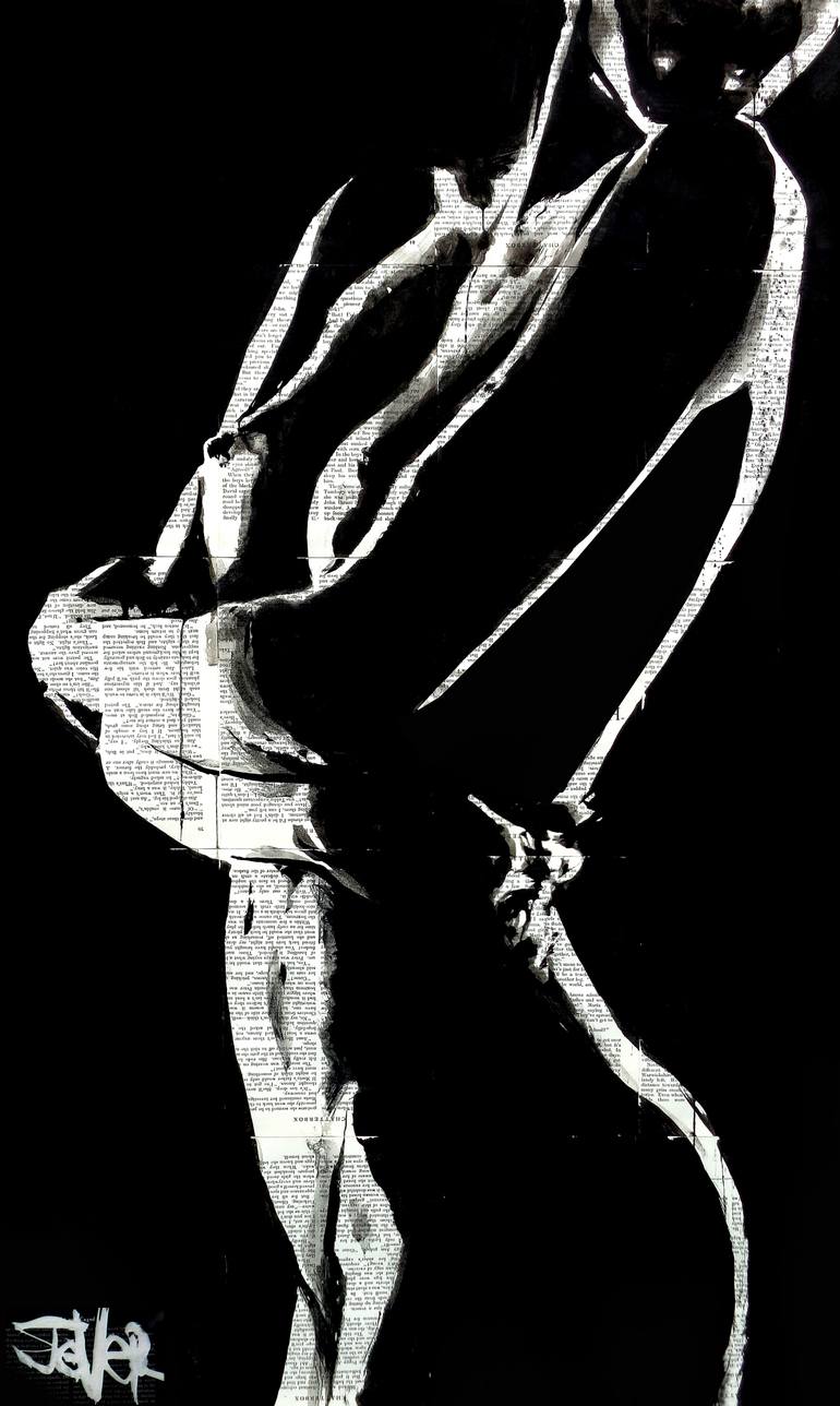 Original Figurative Nude Drawing by Loui Jover