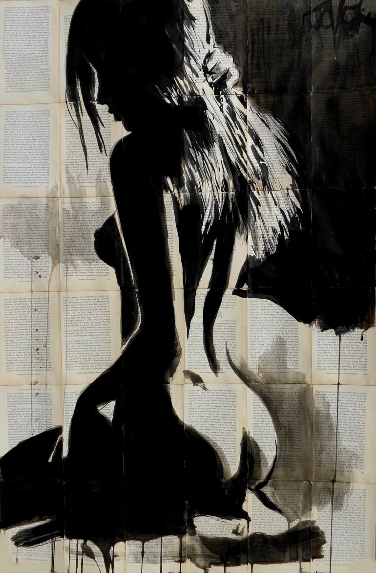 Original Figurative Nude Drawing by Loui Jover