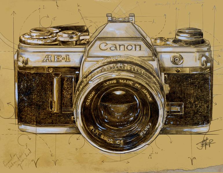 vintage camera drawing canon