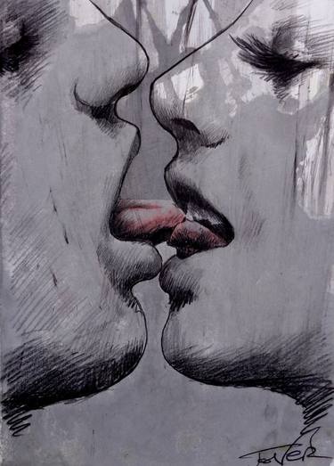 Intimate Art Couple Kiss Line Art Romantic Wall Art Romance 