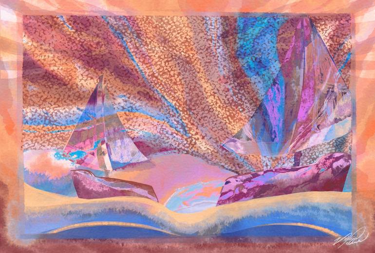 Book on Sailing at Sunset Mixed Media by Victoria Pelman | Saatchi