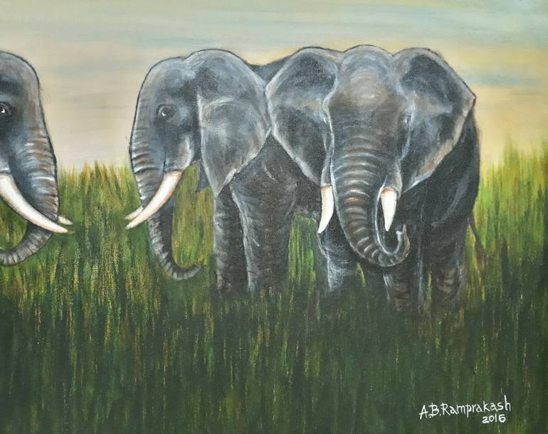 Original Realism Animal Painting by Ramprakash A B