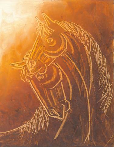 Equine moods (5) - Chrome yellow, Burnt sienna & vandyke brown colors (Year 2004) thumb