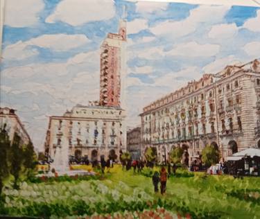Original Pop Art Architecture Painting by Giancarlo Scarlata