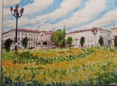 Original Pop Art Architecture Painting by Giancarlo Scarlata