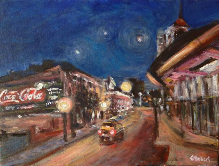 Starry City Night, Roanoke, Virginia Painting by Gerald Hubert