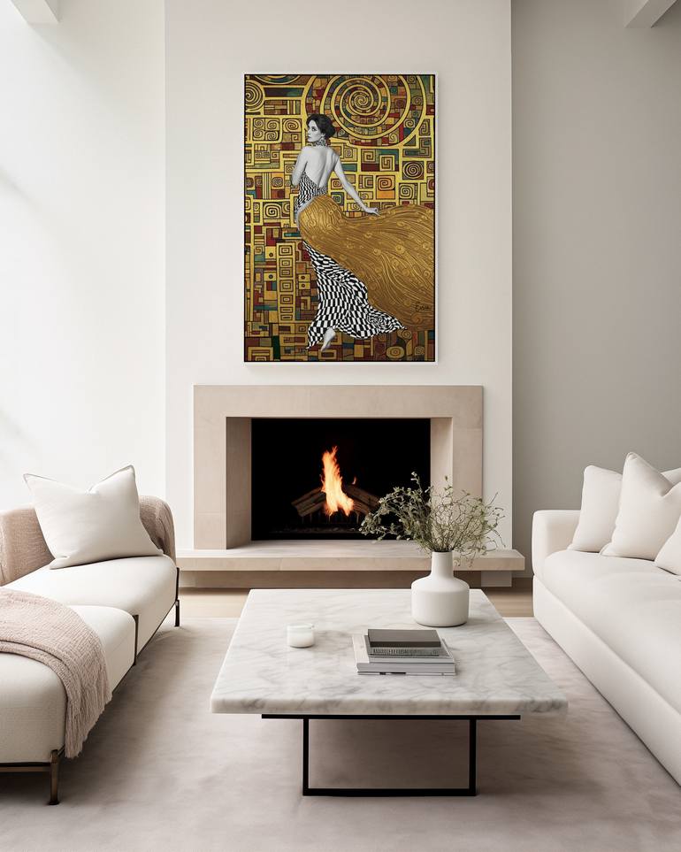 Original Art Deco Women Mixed Media by Evrim Duyal Akses