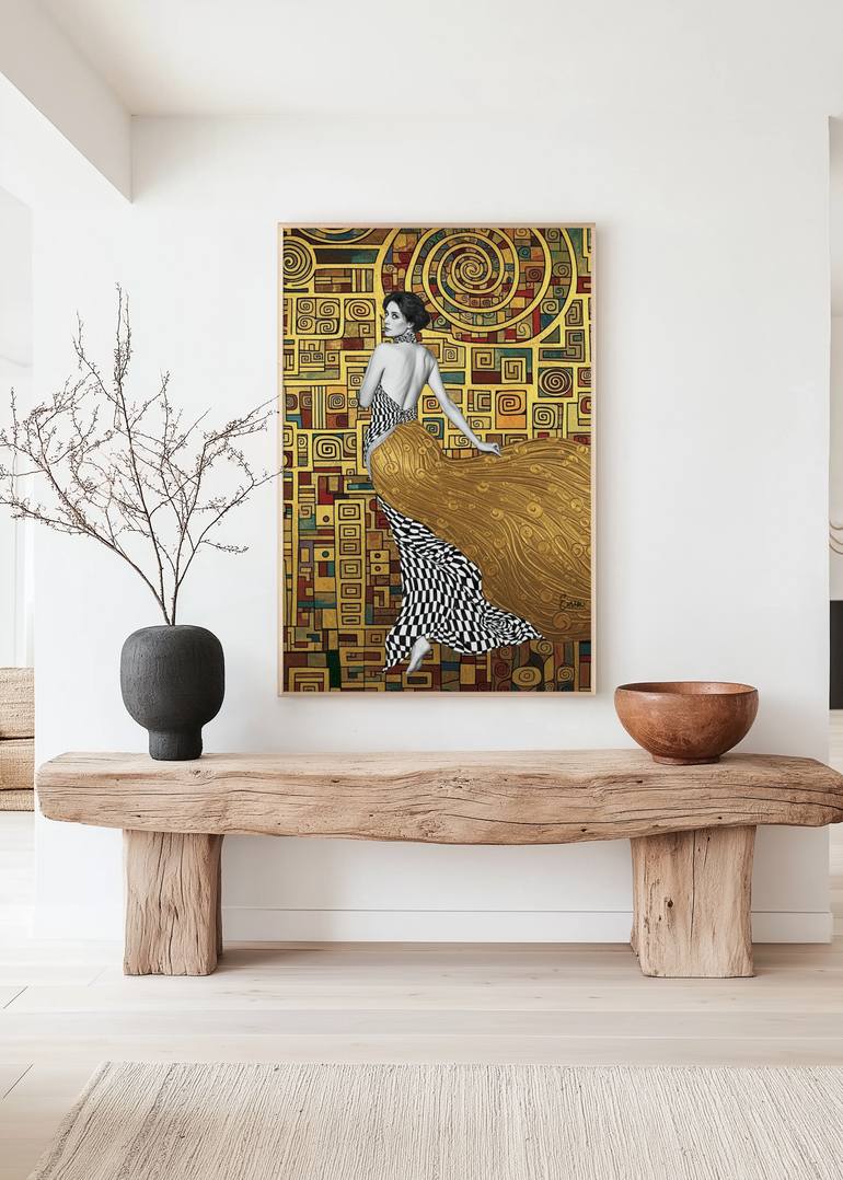 Original Art Deco Women Mixed Media by Evrim Duyal Akses