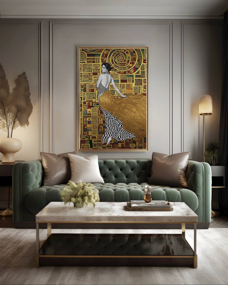 Original Art Deco Women Mixed Media by Evrim Duyal Akses