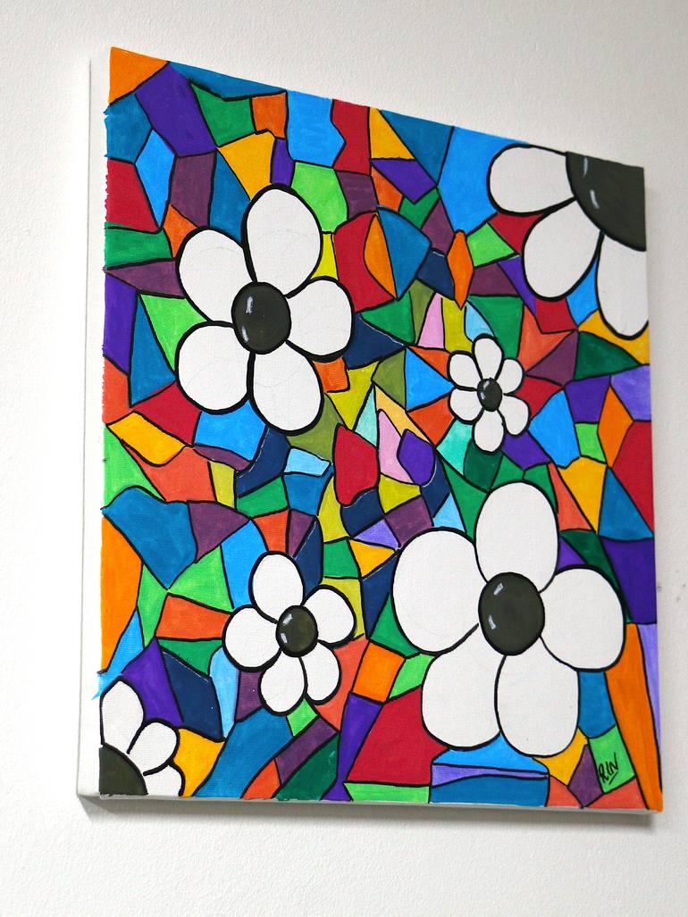 Original Abstract Floral Painting by Rou Anne Stephenson