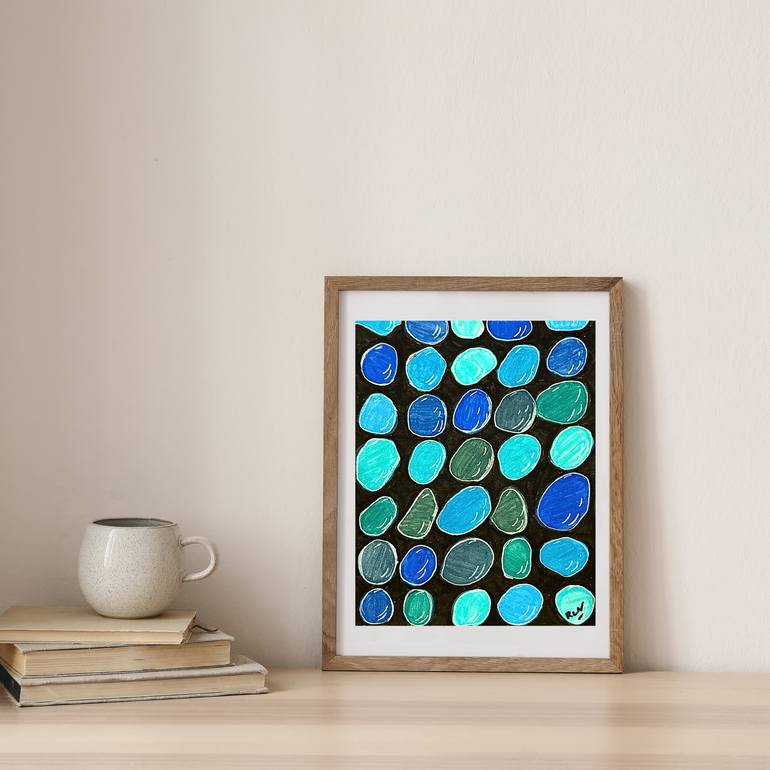 Original Abstract Beach Painting by Rou Anne Stephenson