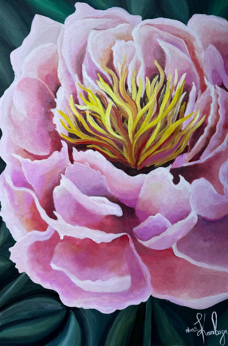 Original Floral Painting by Alina Karabaza  Illustration Art on Canvas  Feelings