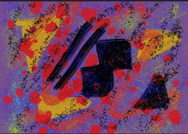 Original Abstract Digital by Anra Dei | Abstract Expressionism Art on Paper | Colors of Chaos- The Reds