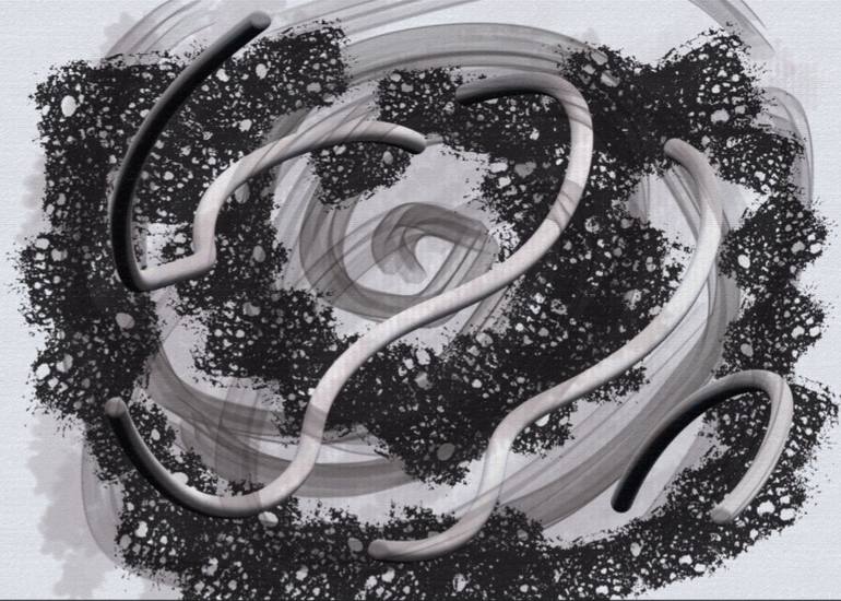 Original Abstract Digital by Anra Dei | Abstract Art on Paper | Rose in black and white