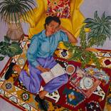 Self portrait with Birkin (philodendron Birkin) by Surabhi Gaikwad