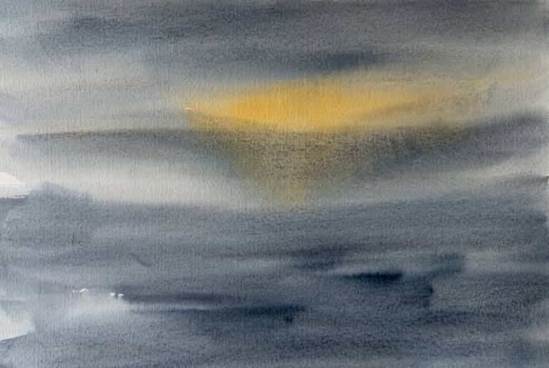 Original Landscape Painting by Danuta Uriasz | Abstract Art on Paper | Where Light Meets the Night