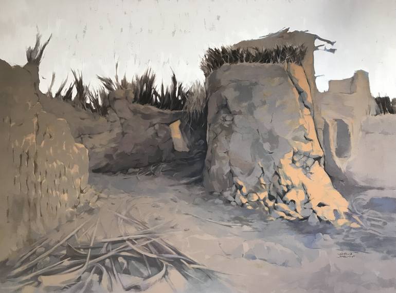 Original Architecture Painting by Fakhry Alazazzy | Post-impressionism Art on Canvas | Valley Magic: The Living Vistas of Baris