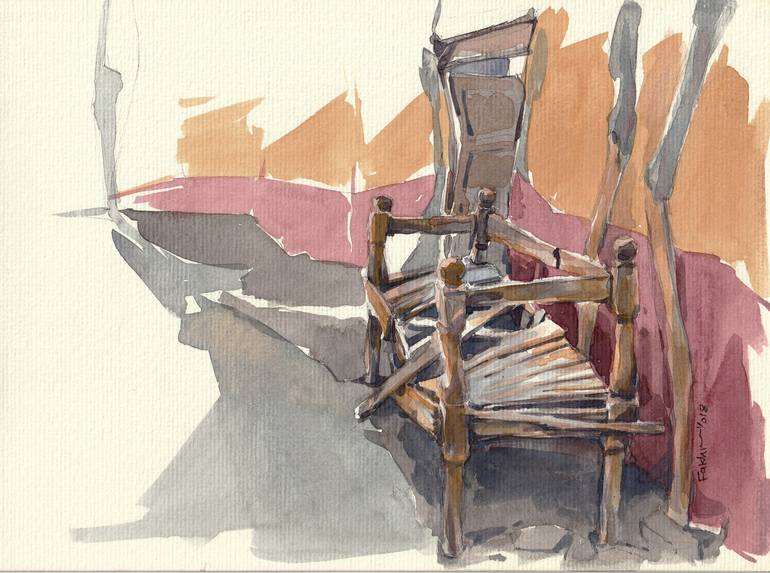 Original Architecture Painting by Fakhry Alazazzy | Expressionism Art on Paper | 3 Al-Dekka: Philosophy of Annihilation and Time