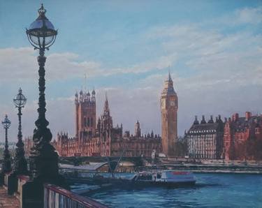 Embankment Thames River Palace of Westminster Parliament thumb