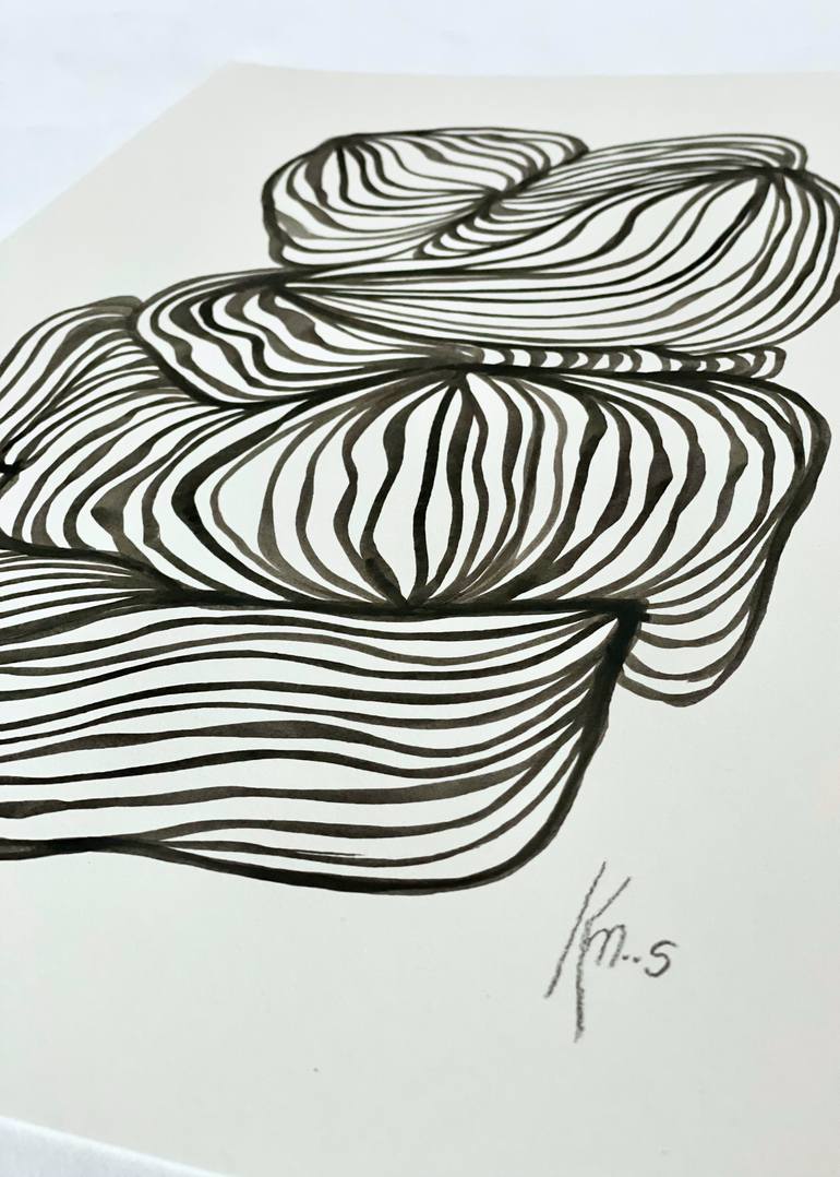 Original Black & White Abstract Drawing by Kirstine Marie Moos