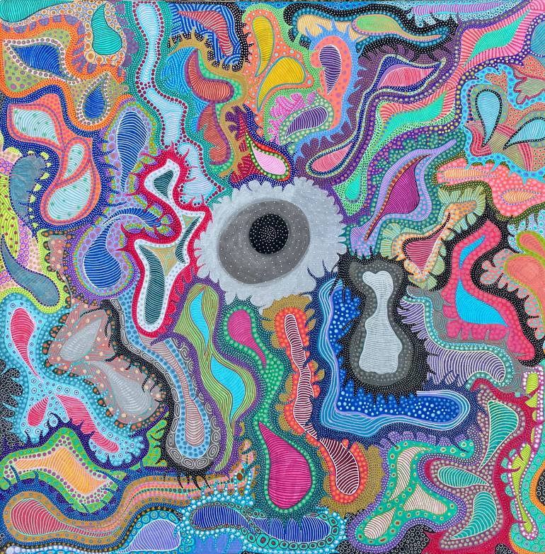 Original Abstract Drawing by Dragana Olah | Abstract Expressionism Art on Canvas | The secret of Life