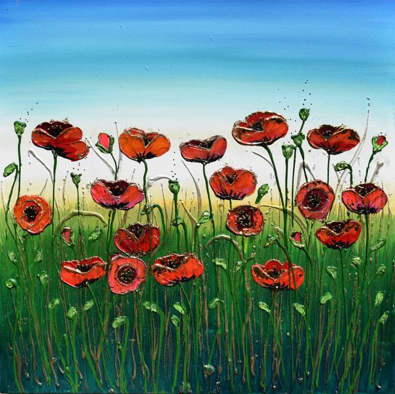 Golden Kissed Poppies Painting by Amanda Dagg | Saatchi Art