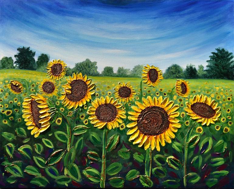 Field of Sunflowers Painting by Amanda Dagg | Saatchi Art
