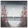 Large original painting moonlight painting of red poppy flowers growing by the beach. I've also included dandelion flowers in the silver grasses which are blowing in the summer breeze. Painted on a deep edge canvas, the sides are painting and it's ready to hang straight from parcel box to wall.
Size: 36 × 36 × 1.5 inches (91 x 91 x 4cm)
Signed
Varnished
With signed Certificate of Authenticity