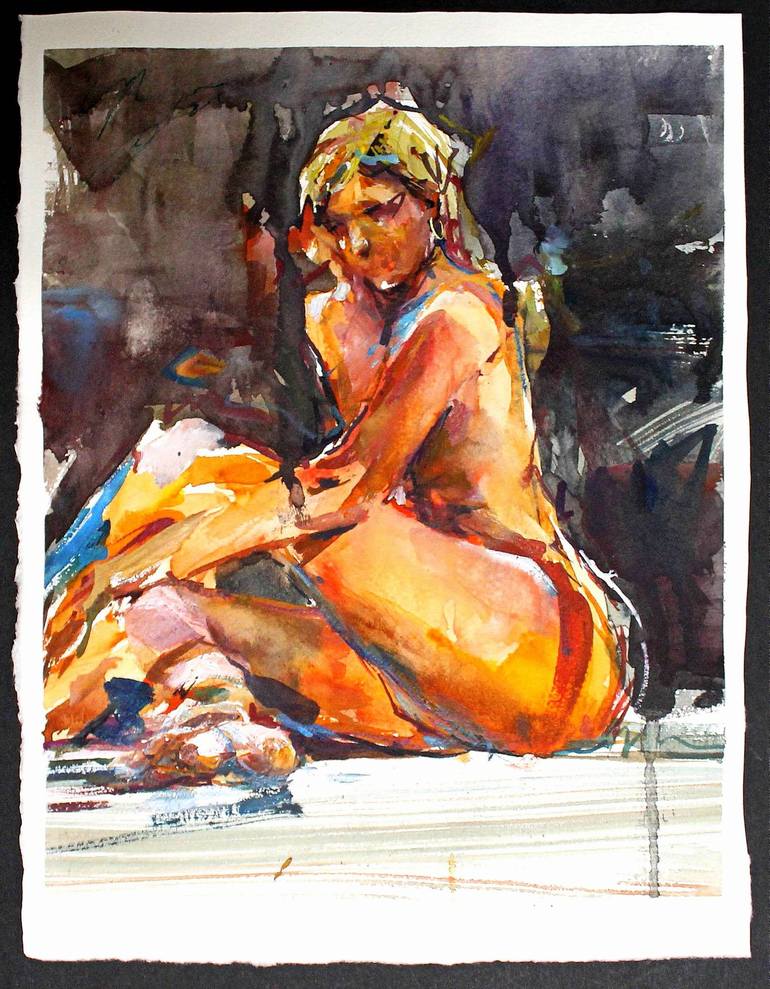 Original Impressionism Nude Painting by maximilian damico