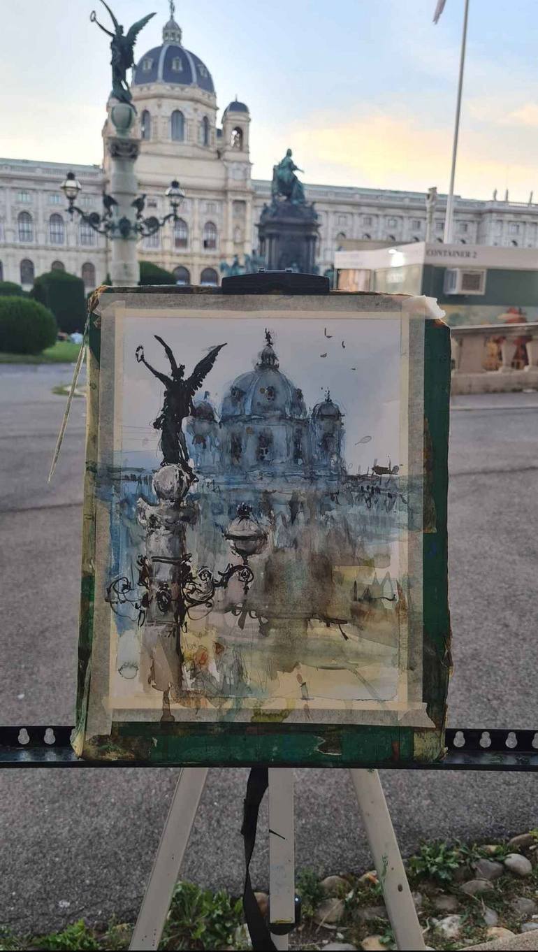 Original Impressionism Architecture Painting by maximilian damico