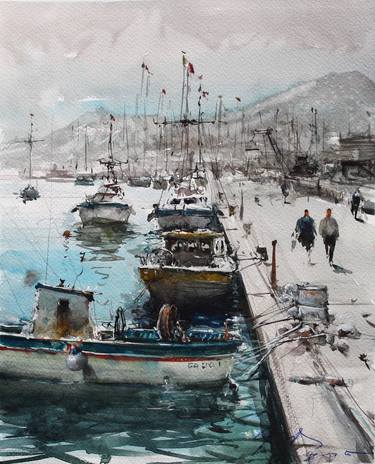 Original Impressionism Boat Painting by Maximilian Damico
