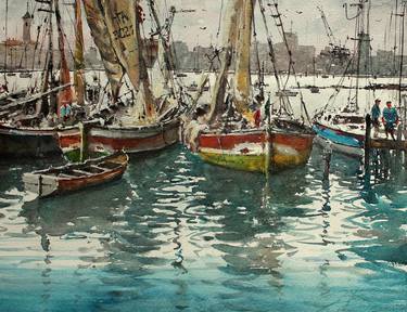 Print of Realism Sailboat Paintings by maximilian damico