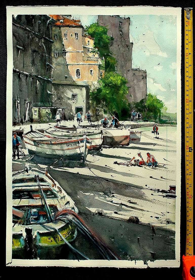 Original Impressionism Sailboat Painting by maximilian damico
