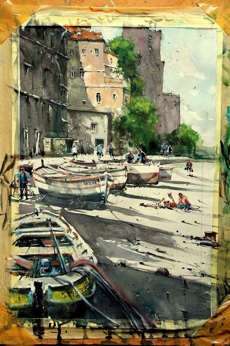 Original Sailboat Painting by maximilian damico
