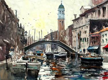 Original Impressionism Cities Paintings by maximilian damico