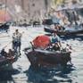 Original watercolour and gouache 11 W x 15 H inch.(29x38 cm) 'Venice Canal Grande' view through the Canal Grande with local boats and gondolas giving a ride to the tourists, Venice - Italy. Made on location this summer through several sketches of the theme, last stage carried out in the studio during this year 2016 by Maximilian Damico, professional in Watercolor technique; on paper watercolor, Saunders Waterford 300gm rough and Schmincke colors;