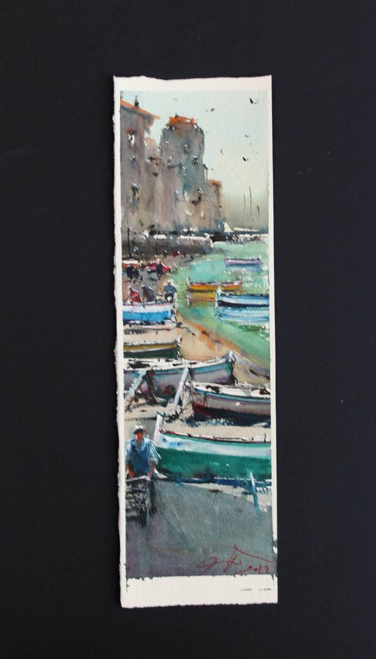 Original Impressionism Boat Painting by maximilian damico