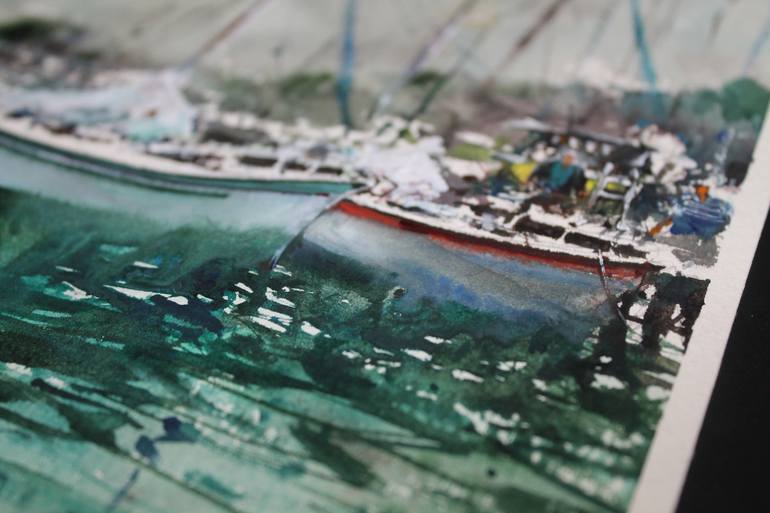 Original Impressionism Boat Painting by maximilian damico